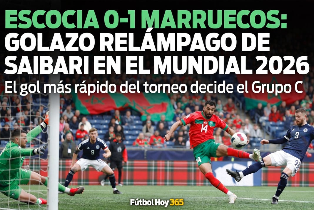 Escocia 0-1 Marruecos Gol de Saibari en 71 segundos da triunfo clave a Marruecos en el Mundial 2026