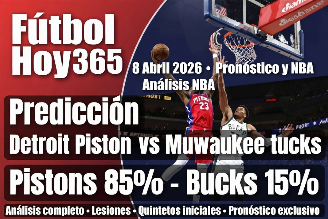 Predicción Detroit Pistons vs Milwaukee Bucks 8 Abril 2026