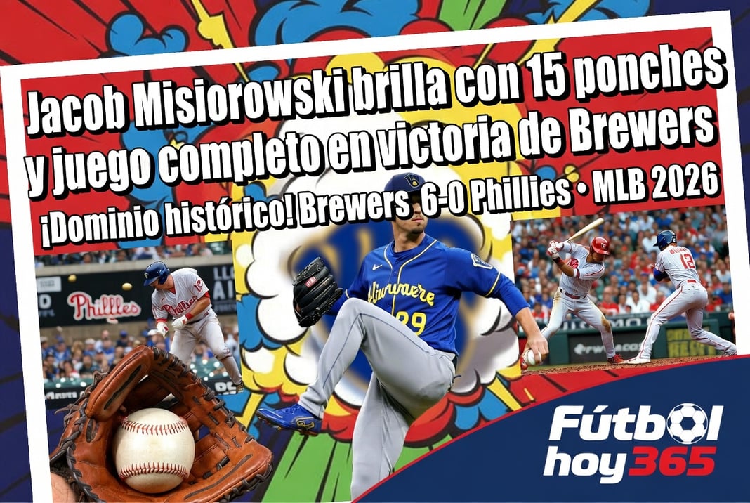 Jacob Misiorowski brilla con 15 ponches y juego completo en victoria de Brewers