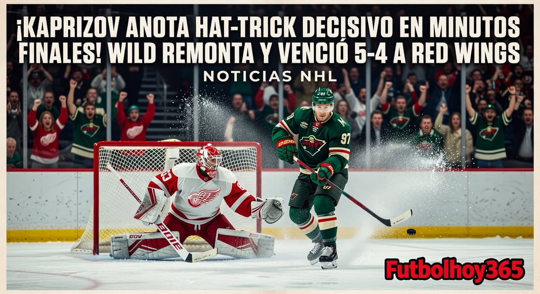 Kaprizov Anota Hat-Trick Decisivo en Minutos Finales: Wild Remonta y Vence 5-4 a Red Wings en NHL