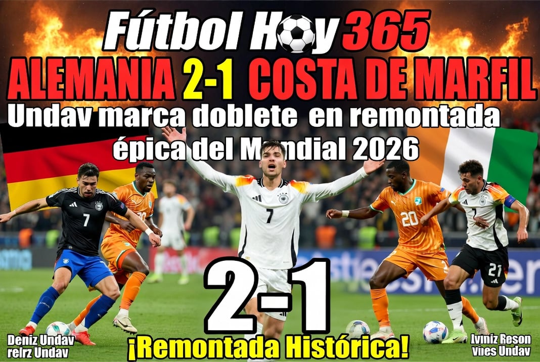 Alemania 2-1 Costa de Marfil Undav marca doblete en remontada épica del Mundial 2026