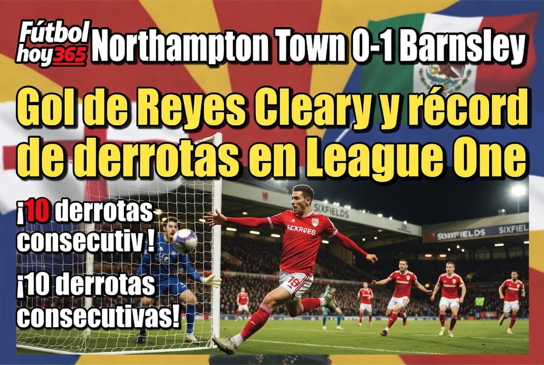Northampton Town 0-1 Barnsley Gol de Reyes Cleary y récord de derrotas en League One