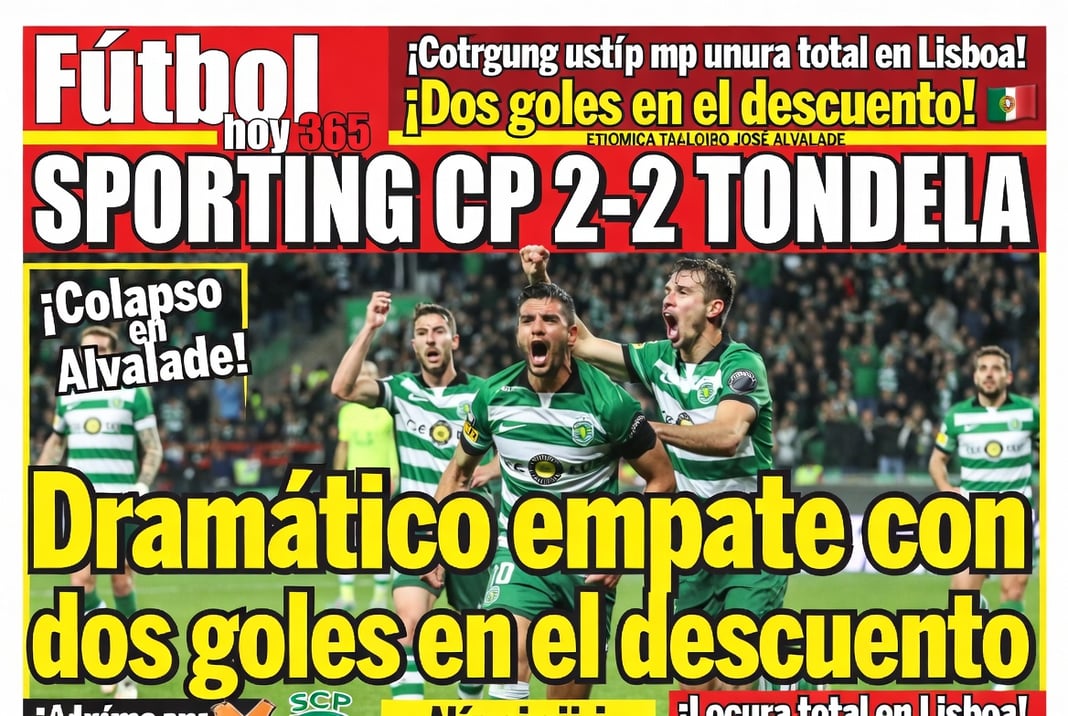 Sporting CP 2-2 Tondela Dramático empate con dos goles en el descuento