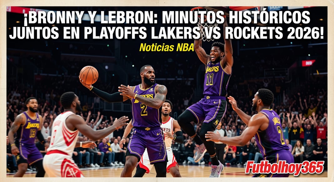 Bronny y LeBron James: Expectativa de minutos juntos en playoffs de Lakers vs Rockets 2026
