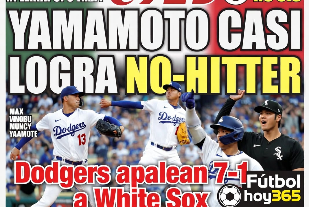 Yamamoto casi logra no-hitter Dodgers apalean 7-1 a White Sox