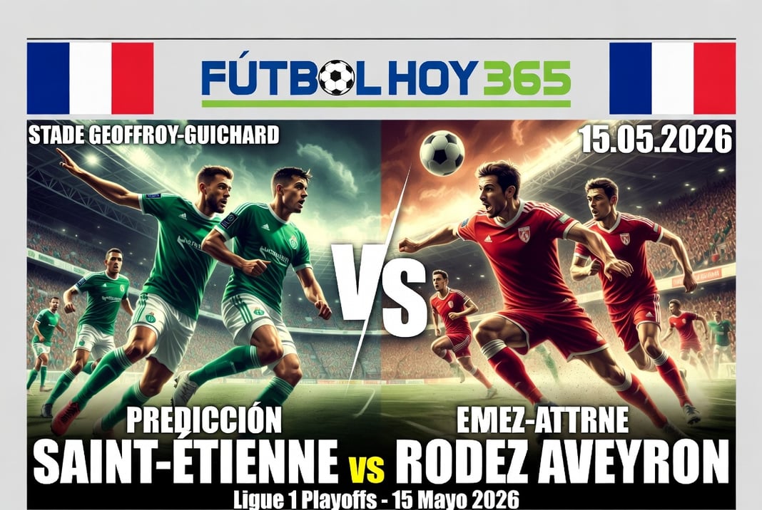 Prediccion Saint Etienne vs Rodez Aveyron Ligue 1 Playoffs 15 Mayo 2026