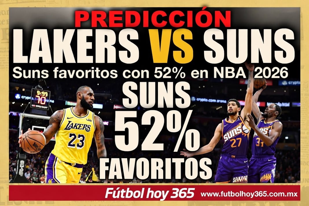 Predicción Lakers vs Suns Suns favoritos con 52% en NBA 2026