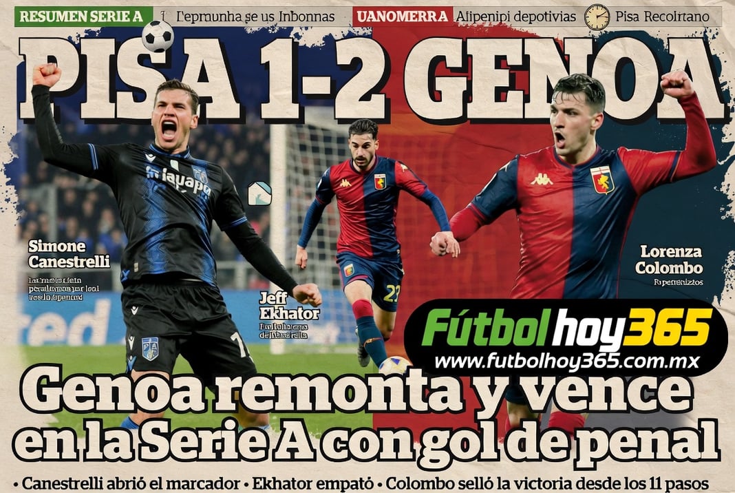 Pisa 1-2 Genoa Genoa remonta y vence en la Serie A con gol de penal