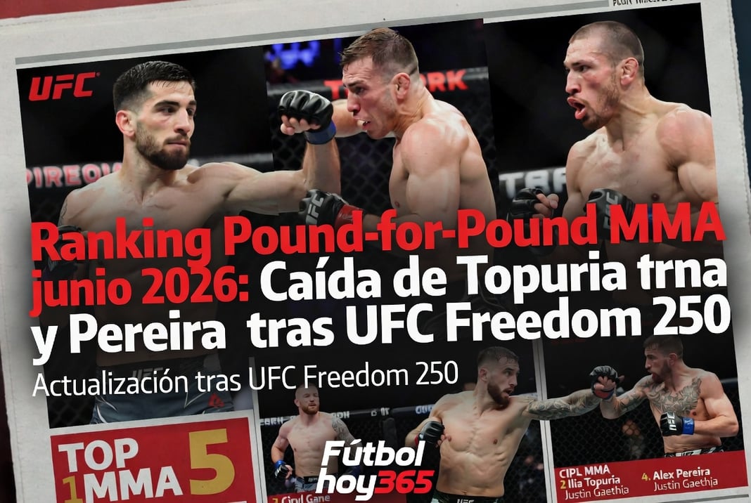 Ranking Pound-for-Pound MMA junio 2026 Caída de Topuria y Pereira tras UFC Freedom 250
