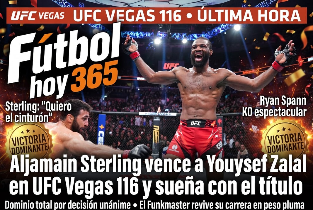 Aljamain Sterling vence a Youssef Zalal en UFC Vegas 116 y sueña con el título
