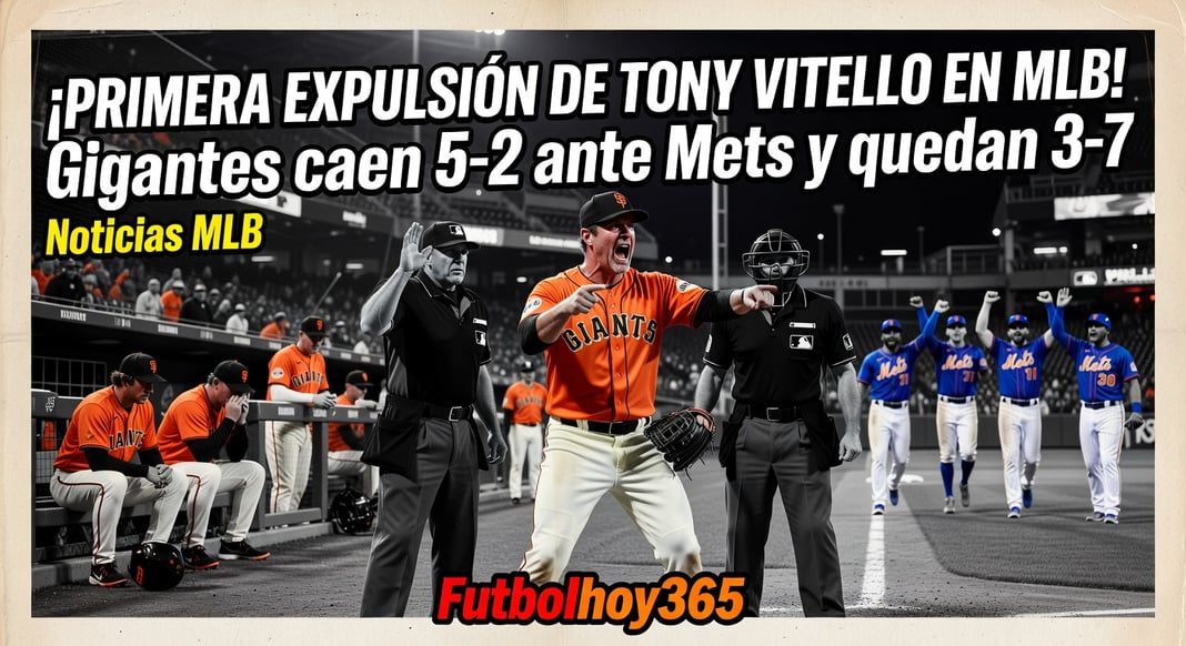 Primera expulsión de Tony Vitello en MLB: Gigantes caen 5-2 ante Mets y quedan 3-7