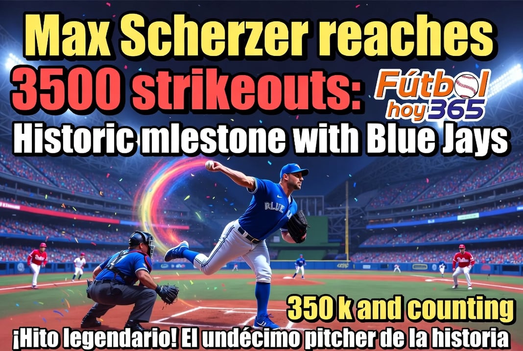 Max Scherzer alcanza 3500 ponches histórico en MLB con Blue Jays