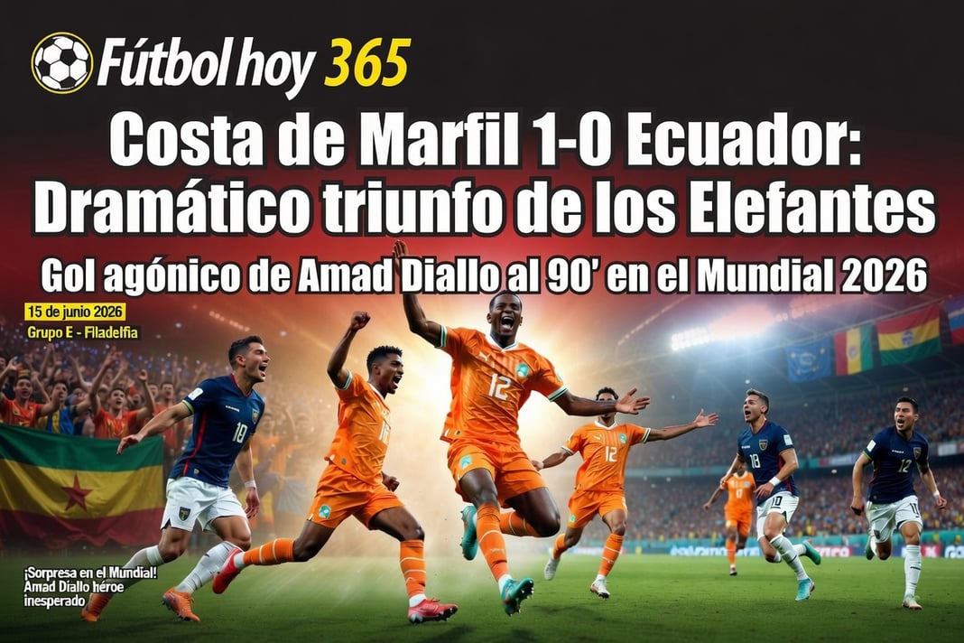 Costa de Marfil 1-0 Ecuador Dramático triunfo de los Elefantes en el Mundial 2026