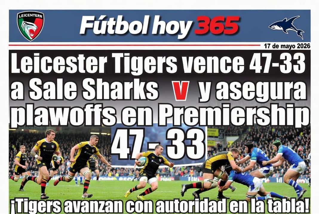 Leicester Tigers vence 47-33 a Sale Sharks y asegura playoffs en Premiership