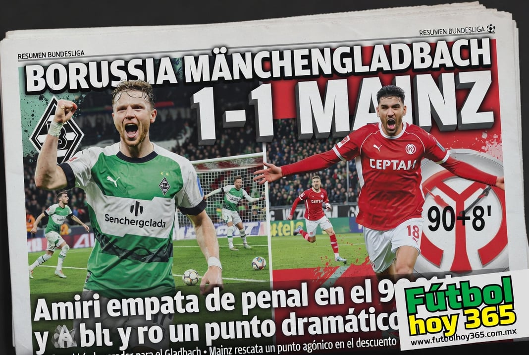 Borussia Mönchengladbach 1-1 Mainz Amiri empata de penal en el 90+8' y roba un punto dramático