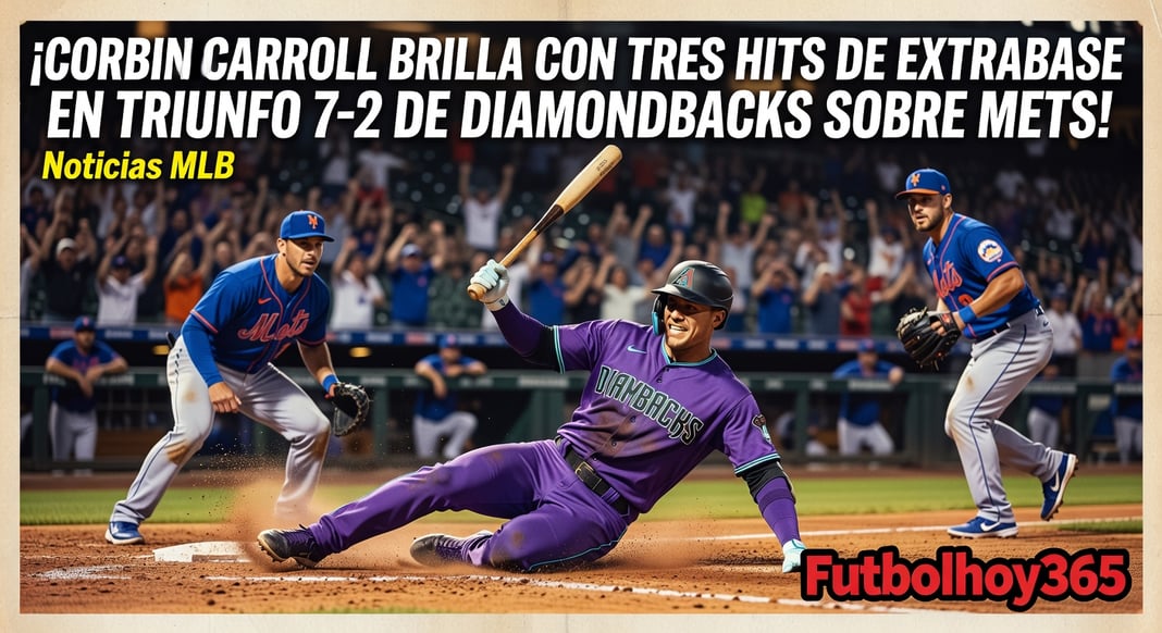Corbin Carroll brilla con tres hits de extrabase en victoria 7-2 de Diamondbacks sobre Mets en MLB