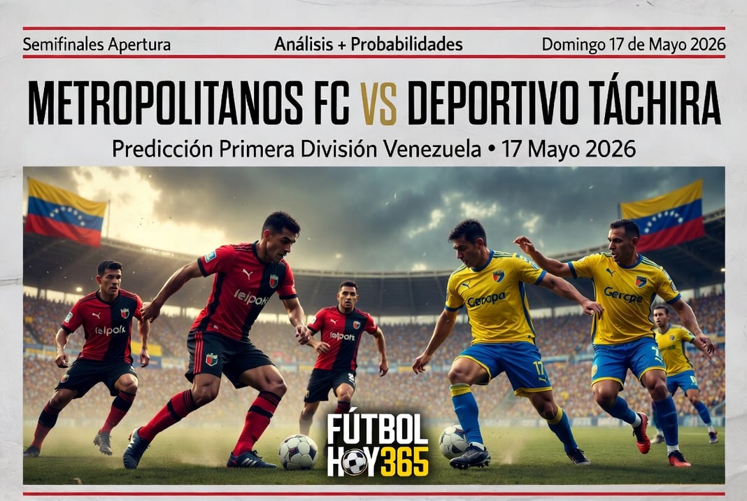 Metropolitanos FC vs Deportivo Táchira Predicción Primera División Venezuela 17 Mayo 2026