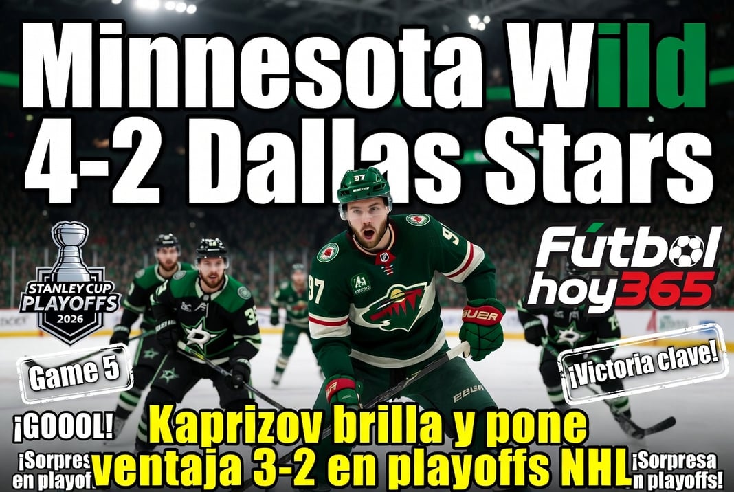 Minnesota Wild 4-2 Dallas Stars Kaprizov brilla y pone ventaja 3-2 en playoffs NHL