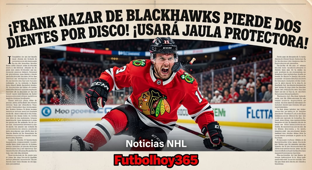 Frank Nazar de Blackhawks pierde dos dientes por puck y usará jaula protectora en próximo juego