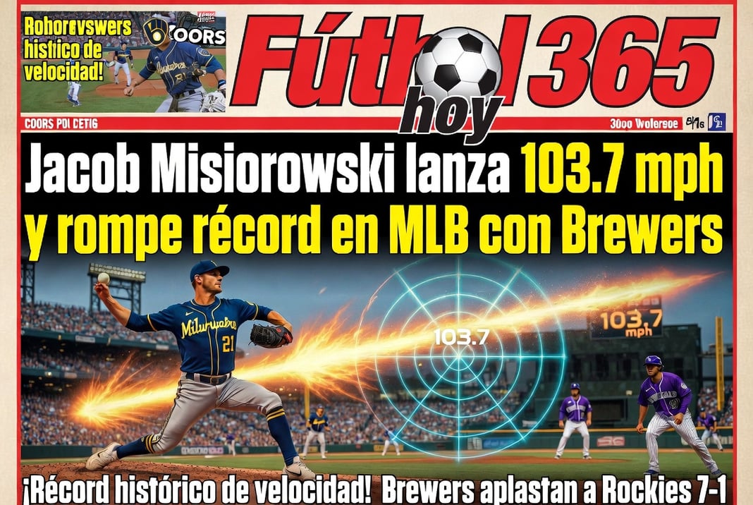 Jacob Misiorowski lanza 103.7 mph y rompe récord en MLB con Brewers