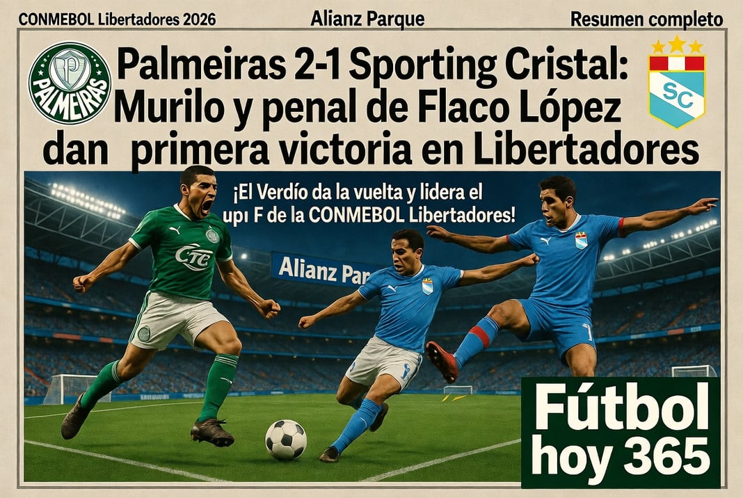 Palmeiras 2-1 Sporting Cristal Murilo y penal de Flaco López dan primera victoria en Libertadores