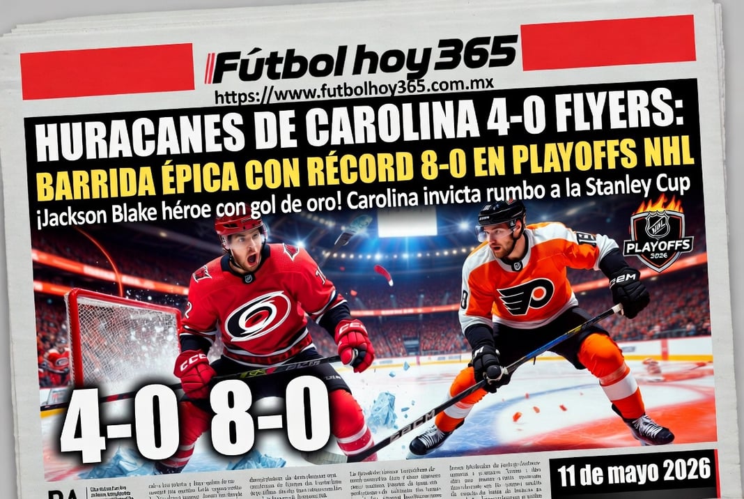 Huracanes de Carolina 4-0 Flyers Barrida épica con récord 8-0 en playoffs NHL