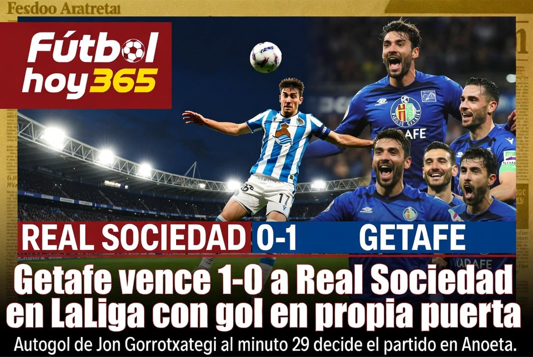 Getafe vence 1-0 a Real Sociedad en LaLiga con gol en propia puerta