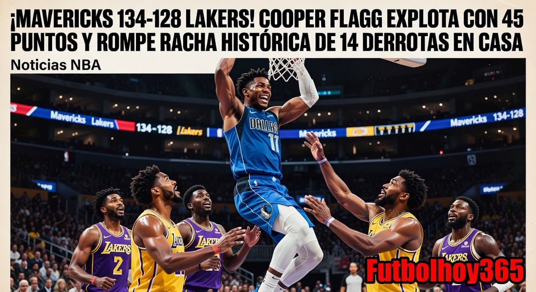 Mavericks 134-128 Lakers: Cooper Flagg Explota con 45 Puntos y Rompe Racha Histórica de 14 Derrotas en Casa NBA