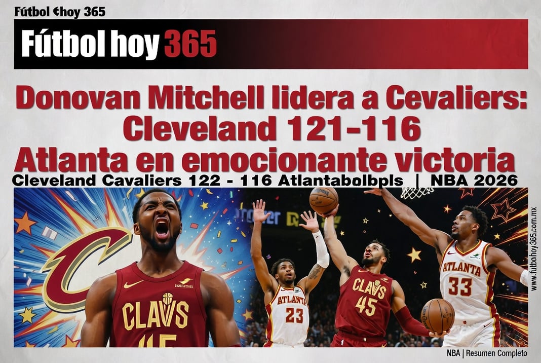 Donovan Mitchell lidera a Cavaliers Cleveland 122-116 Atlanta en emocionante victoria