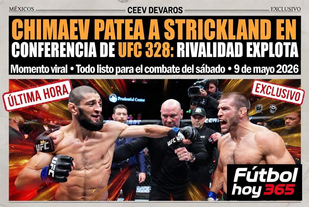 Chimaev patea a Strickland en conferencia de UFC 328 rivalidad explota