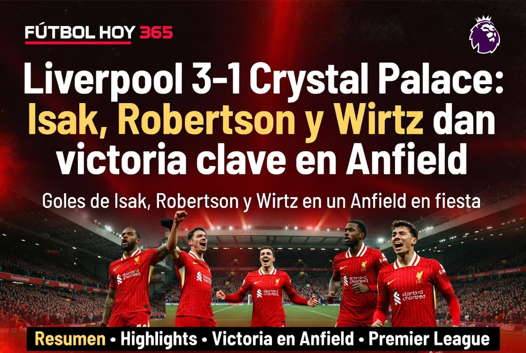 Liverpool 3-1 Crystal Palace Isak, Robertson y Wirtz dan victoria clave en Anfield