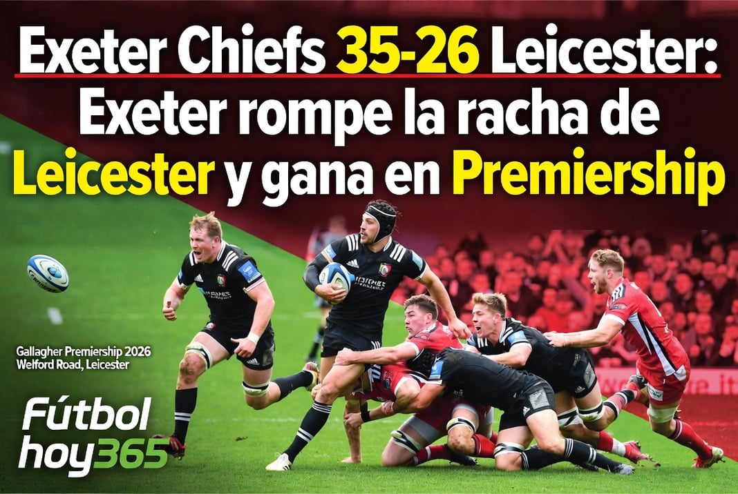 Exeter Chiefs 35-26 Leicester Exeter rompe la racha de Leicester y gana en Premiership