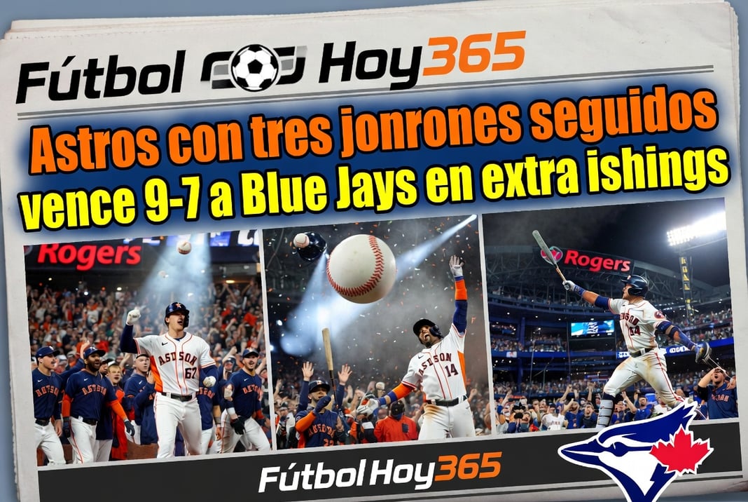 Astros con tres jonrones seguidos vence 9-7 a Blue Jays en extra innings