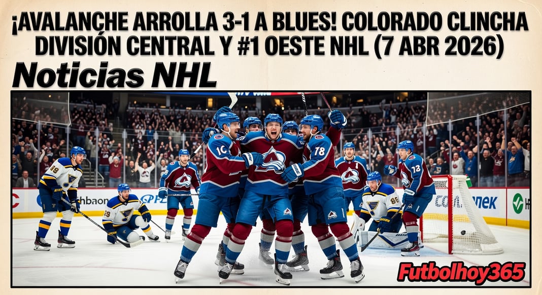 Avalanche 3-1 Blues: Colorado clincha División Central y primera semilla en Conferencia Oeste NHL