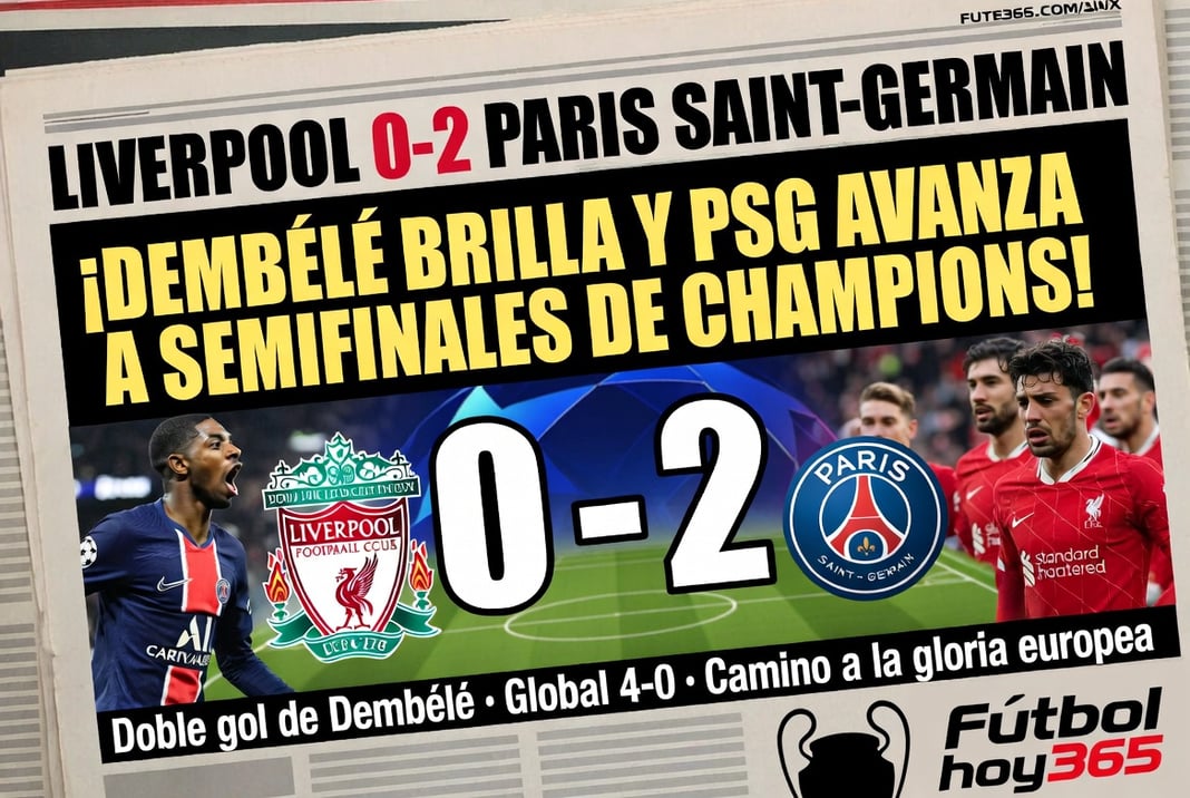Liverpool 0-2 Paris Saint-Germain Dembélé brilla y PSG avanza a semifinales de Champions