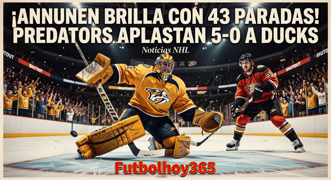 Justus Annunen realiza 43 paradas: Predators blanquean 5-0 a Ducks en NHL