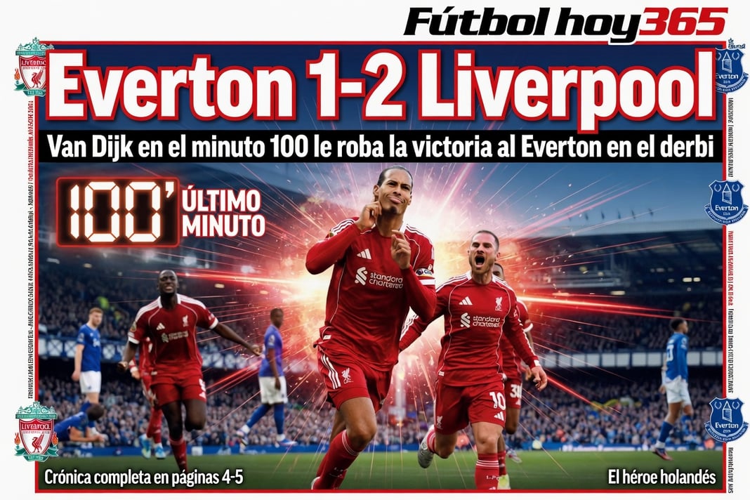 Everton 1-2 Liverpool Van Dijk en el minuto 100 le roba la victoria al Everton en el derbi