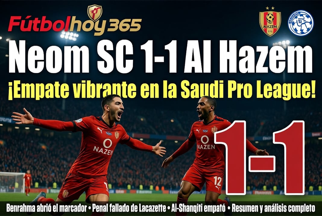 Neom SC 1-1 Al Hazem Empate vibrante en la Saudi Pro League