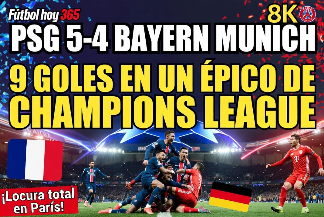 PSG 5-4 Bayern Munich 9 goles en un épico de Champions League