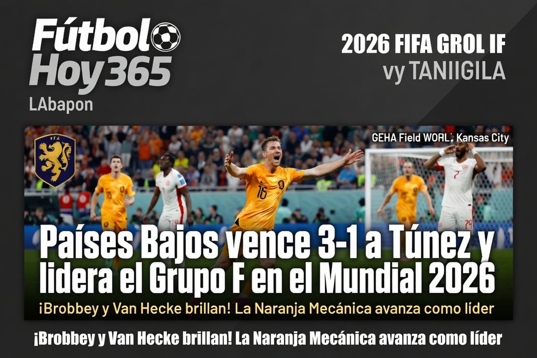 Países Bajos vence 3-1 a Túnez y lidera el Grupo F en el Mundial 2026