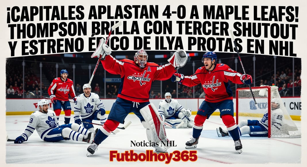 Capitales Blanquean 4-0 a Maple Leafs: Thompson Brilla con Tercer Shutout y Debut de Ilya Protas en NHL