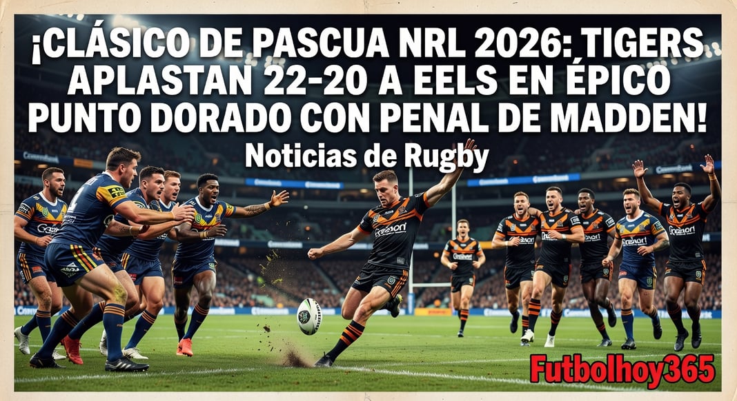 Clásico de Pascua NRL 2026: Tigers vencen 22-20 a Eels en épico punto dorado con penal de Madden
