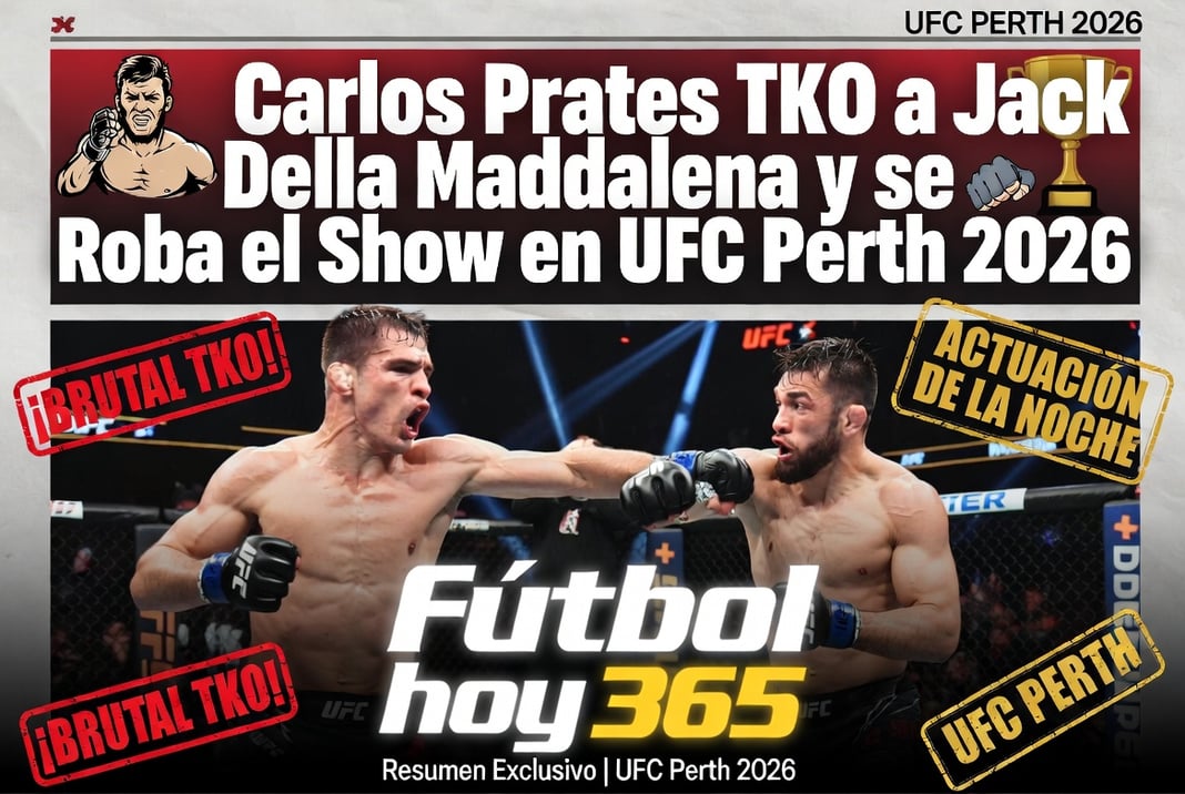 Carlos Prates TKO a Jack Della Maddalena y se Roba el Show en UFC Perth 2026