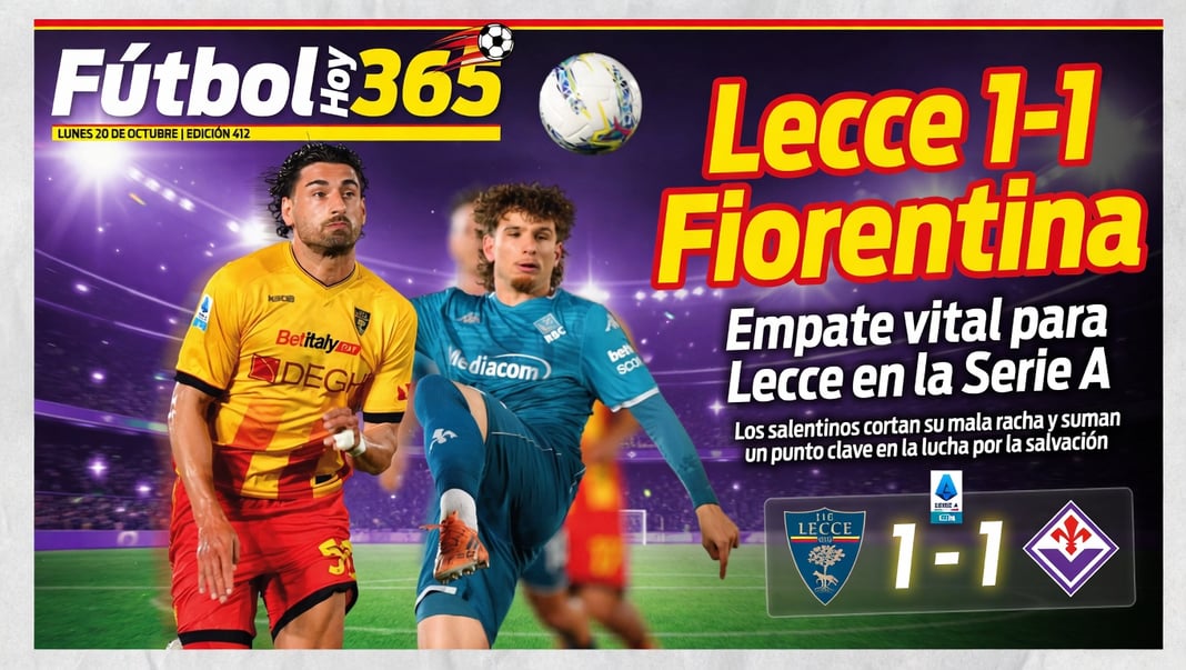 Lecce 1-1 Fiorentina Empate vital para Lecce en la Serie A