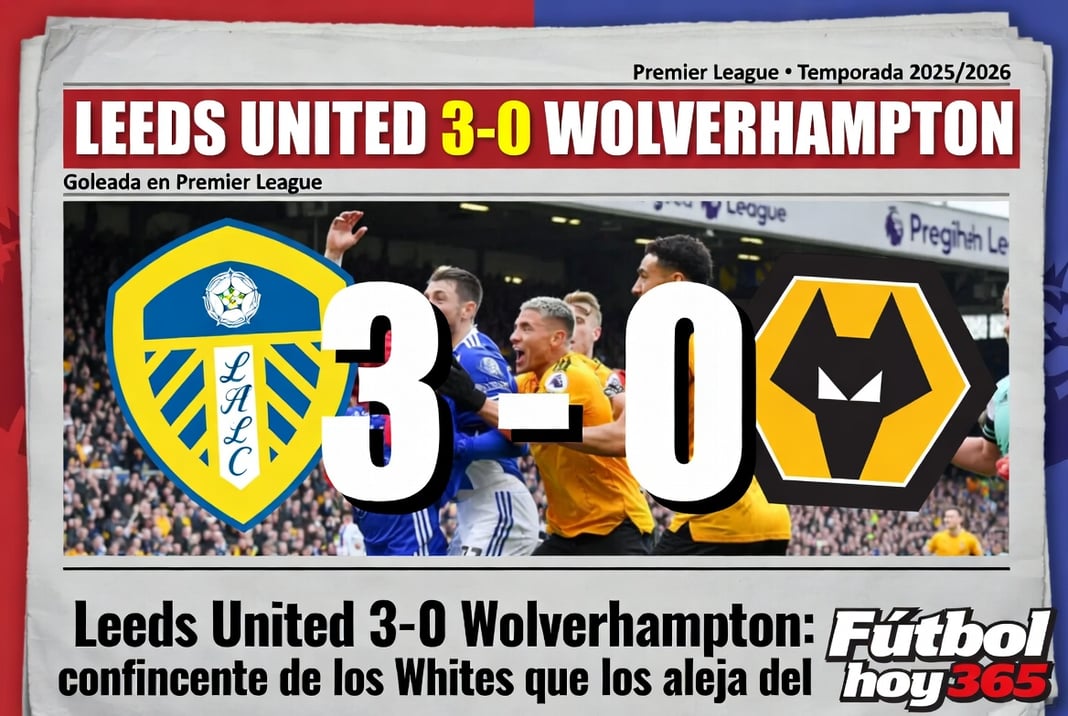 Leeds United 3-0 Wolverhampton Goleada convincente de los Whites que los aleja del descenso