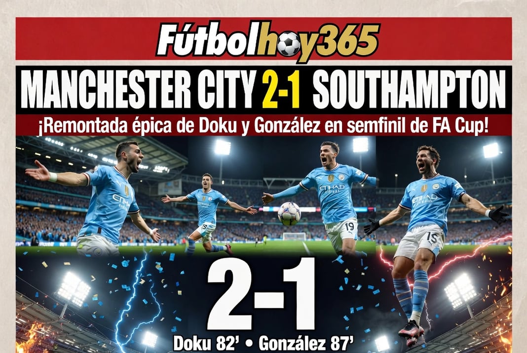 Manchester City 2-1 Southampton Remontada épica de Doku y González en semifinal de FA Cup