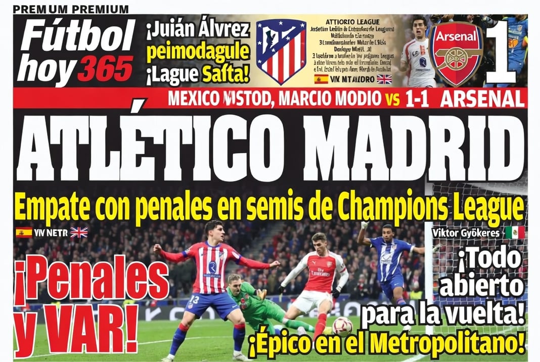 Atlético Madrid 1-1 Arsenal Empate con penales en semis de Champions League
