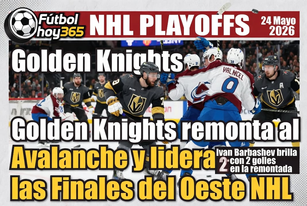 Golden Knights remonta al Avalanche y lidera 2-0 las Finales del Oeste NHL