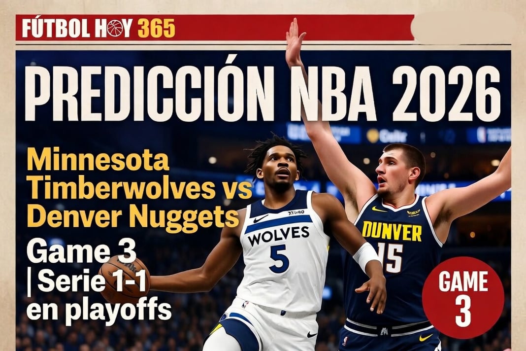 Predicción NBA 2026 Minnesota Timberwolves vs Denver Nuggets Game 3 Serie 1-1 en playoffs
