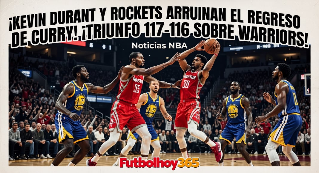 Kevin Durant y Rockets arruinan regreso de Stephen Curry por lesión: Victoria 117-116 ante Warriors